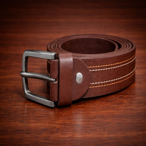 MAROQ - Double-Stitched Classic Leather Belt - TwinCraft