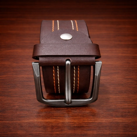 MAROQ - Double-Stitched Classic Leather Belt  - TwinCraft