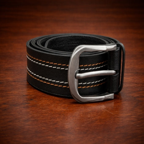 MAROQ - Double-Stitched Prong Buckle Leather Belt - RidgeLine